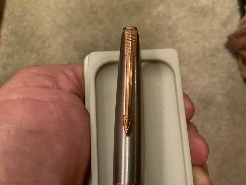 Parker 45 Flighter Fountain Pen - Steel with Gold Trim and Tassie - Made in France