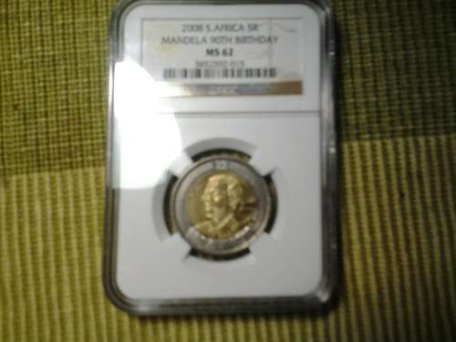 2008 South Africa R5 Mandela 90th Birthday MS62 NGC