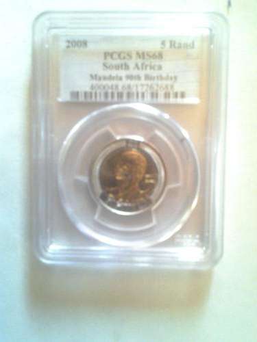 2008 MANDELA 90TH BIRTHDAY 5RAND MS68 PCGS GRADED