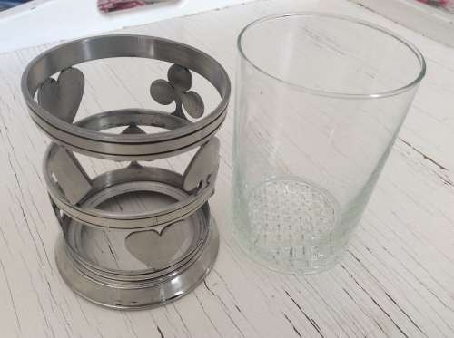 Poker / bridge drinking glasses with Schohaus pewter holders