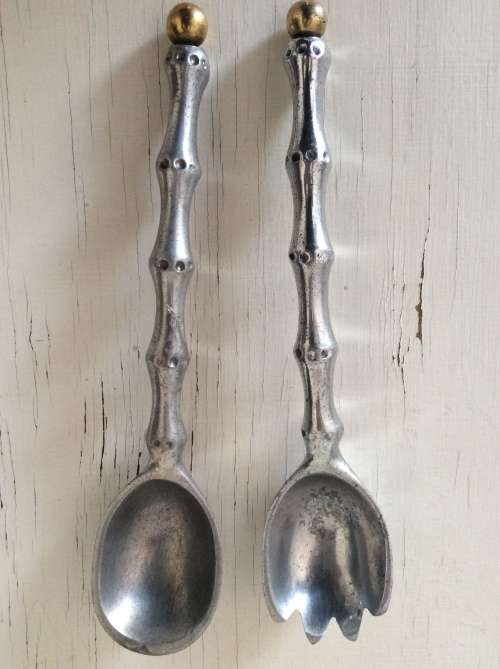 One pair of Pewter Salad Servers