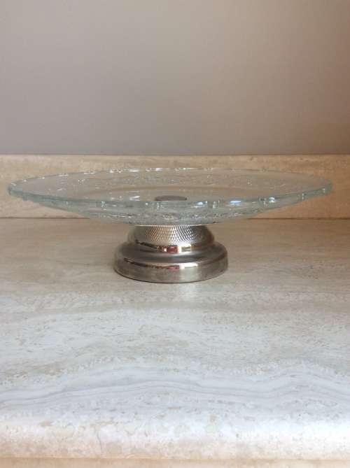 Vintage Crystal Cut Glass and Silver Plated Cake Stand