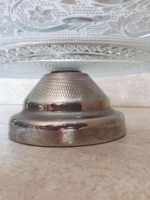 Vintage Crystal Cut Glass and Silver Plated Cake Stand