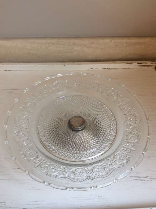 Vintage Crystal Cut Glass and Silver Plated Cake Stand