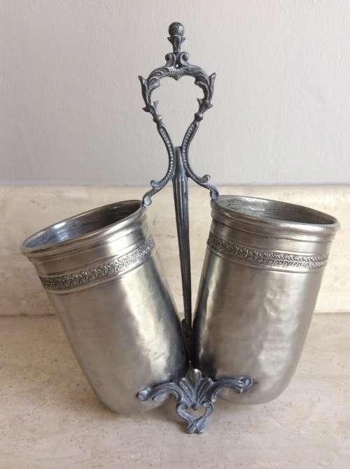 Pewter Holder: bread sticks, teaspoons, cake forks etc