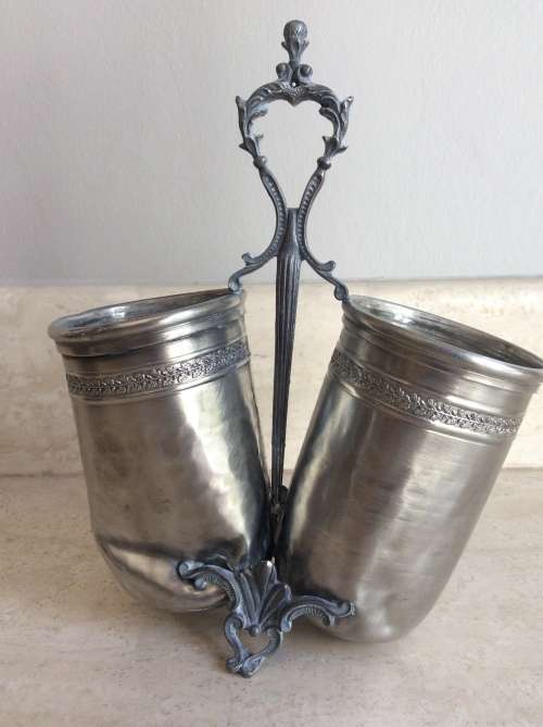 Pewter Holder: bread sticks, teaspoons, cake forks etc
