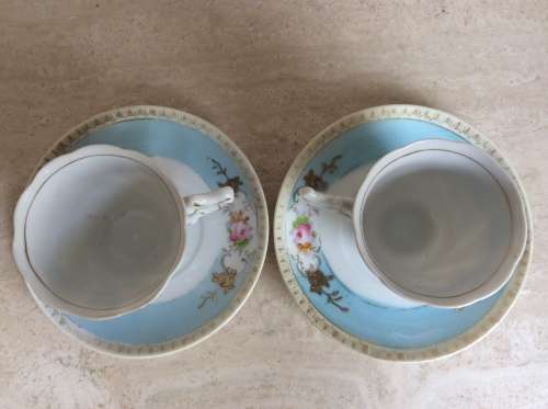 Vintage Demitasse Porcelain Cups & Saucers  - set of 2