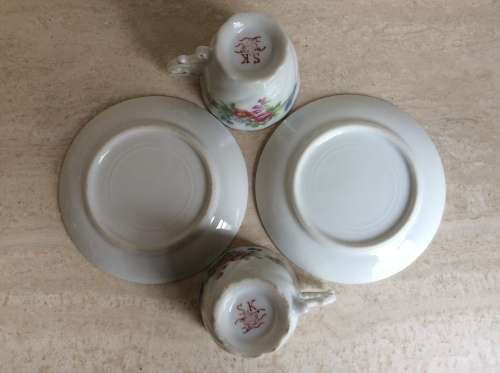 Vintage Demitasse Porcelain Cups & Saucers  - set of 2
