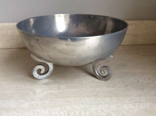 Footed Pewter Fruit Bowl