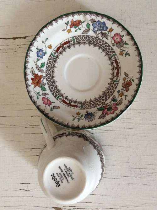 Copeland Spode Late Mark Chinese Rose Demitasse Cup and Saucer Set