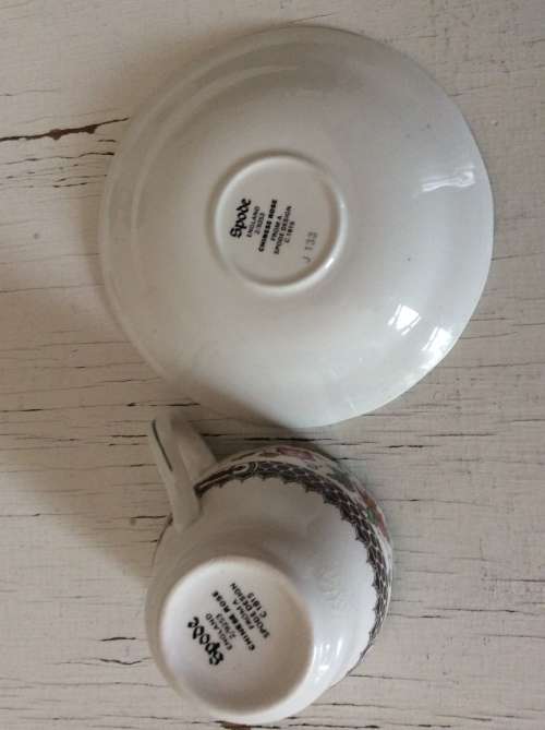 Copeland Spode Late Mark Chinese Rose Demitasse Cup and Saucer Set