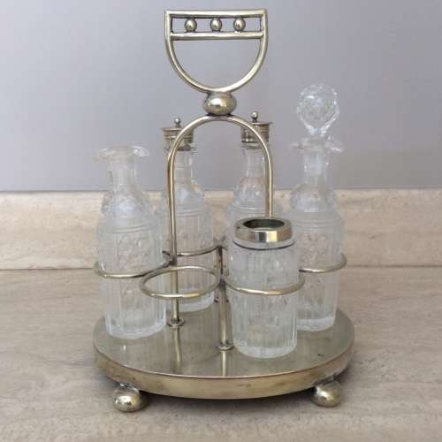 Antique Victorian Crystal & SilverPlate Cruet Set - 1907 (EPNS) {Replacement Opportunity}