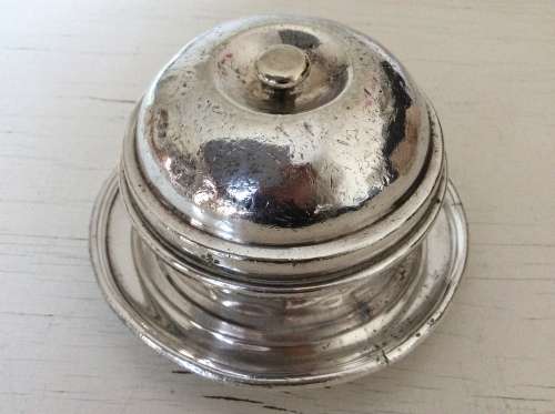 Antique Silver Plated Butter Dish Round