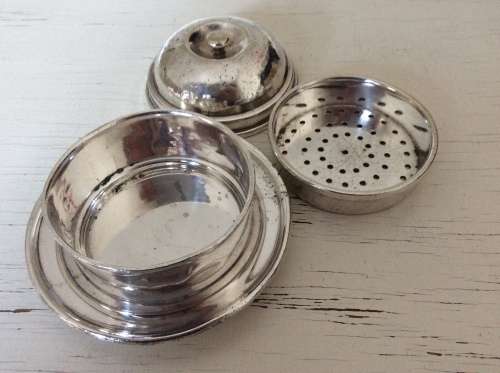 Antique Silver Plated Butter Dish Round