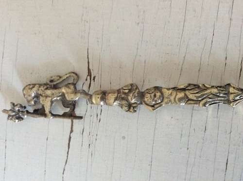 Antique Vintage Serving Fork Very Ornate Cherub Italy
