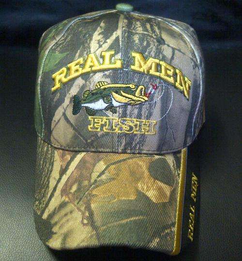 CAMO CAP EMBROIDED "REAL MEN FISH"