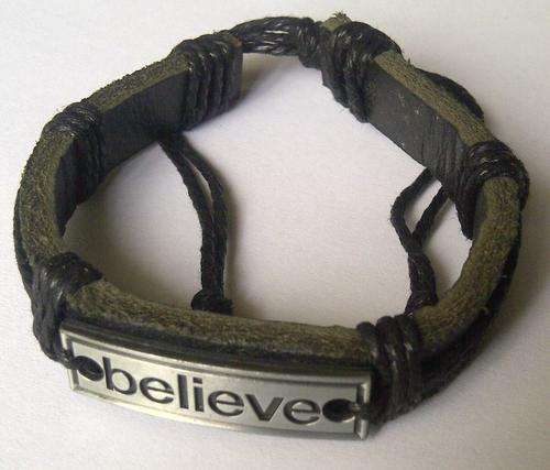 **LEATHER "BELIEVE" ADJUSTABLE BRACELET**ONLY 1 AVAILABLE**SEE PICTURES**
