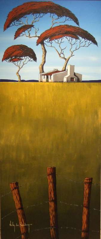 House on the Hill.Original Painting by Nicky van Rensburg.1200x500mm!!!