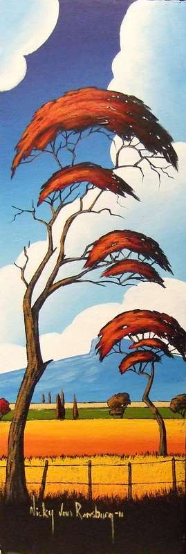 Tall Tree 2.Original Painting by Nicky van Rensburg.600x200mm!!!