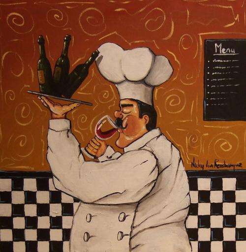 Drunk Chef.Original Painting by Nicky van Rensburg.400x400mm.