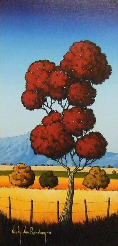 Red Tree.Original Painting by Nicky van Rensburg.600x200mm.
