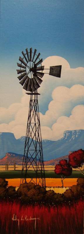 Windmill.Original Painting by Nicky van Rensburg.900x300!!!