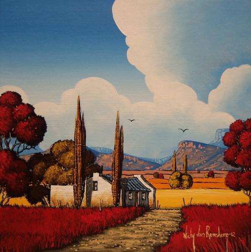 Landscape.Original Painting by Nicky van Rensburg.450x550mm!!!!