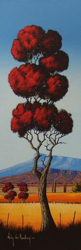 Red Tree 2.Original Painting by Nicky van Rensburg.900x300mm!!!