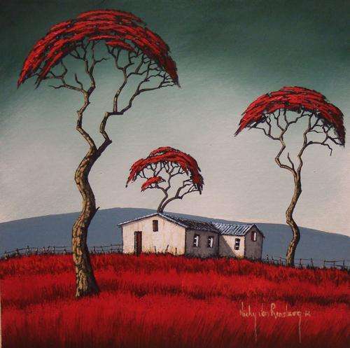 Red Tree.Original Painting by Nicky van Rensburg.400x400mm.