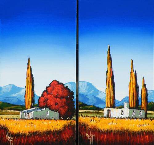 Original landscape by Nicky van Rensburg - Set of 2 panels - 510 x 255