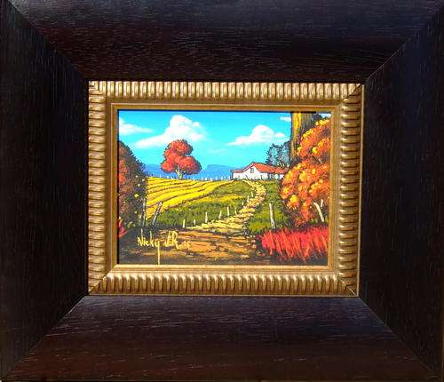 House on the Hill.Original Painting by Nicky van Rensburg.360x410mm.with frame.