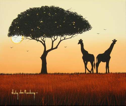Sunset.Original Painting by Nicky van Rensburg.610x460mm.