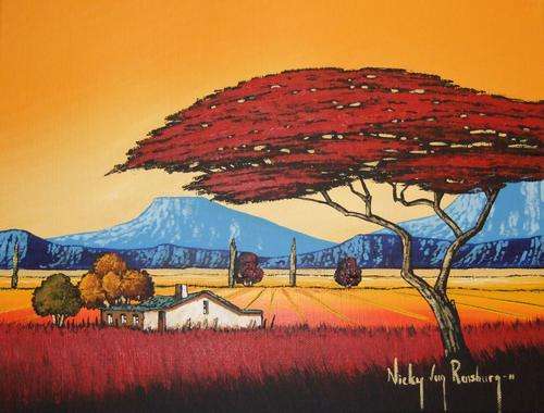 Red Tree.Original Painting by Nicky van Rensburg.400x300mm
