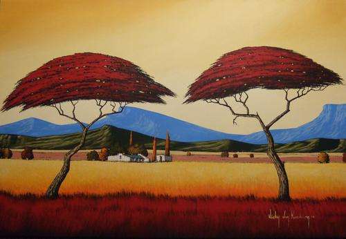 Two Trees.Original Painting by Nicky van Rensburg.900 x 600 mm.