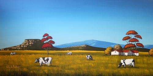 Cattle.Original Painting by Nicky van Rensburg.1220x600mm.