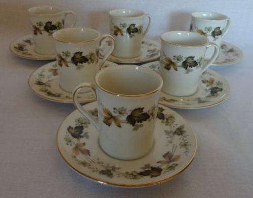 ROYAL DOULTON "LARCHMONT" 6 DEMITASSE DUOS