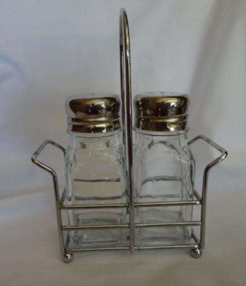 SALT AND PEPPER CONDIMENT SET ON STAND