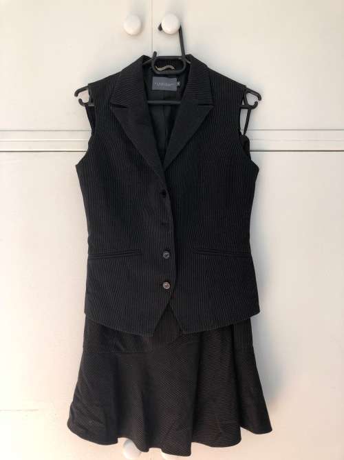Black Pin Stripe Suit (skirt and waistcoat)