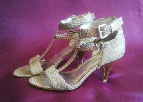 Grey Leather Snakeskin Look Sandals by Nine West Size 4