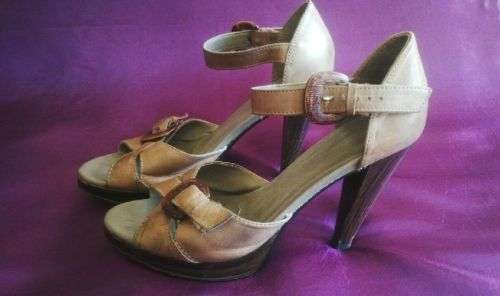 Genuine Leather sandals with 10cm heel By Dune Size 5