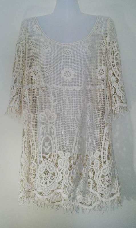 Beautiful Cream Crochet Top Size Large