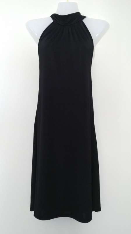 Dramatic Black Dress with High Neck Line that ties at the back  Size Small