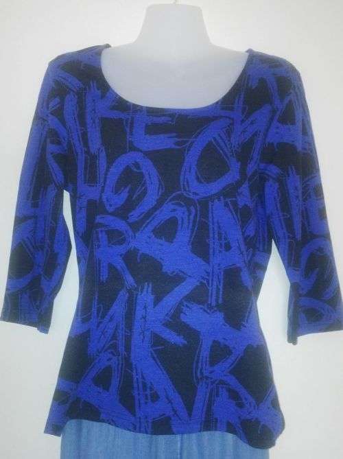 Blue and Black T Shirt Top by Rt Size XL