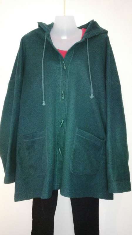 Dark Green Hooded Fleece jacket by Donna Claire Plus Size XXL