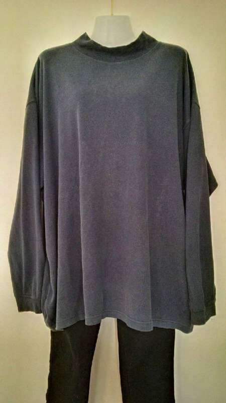 Navy Blue Long Sleeved T shirt with Mock Turtleneck Plus size 3XL
