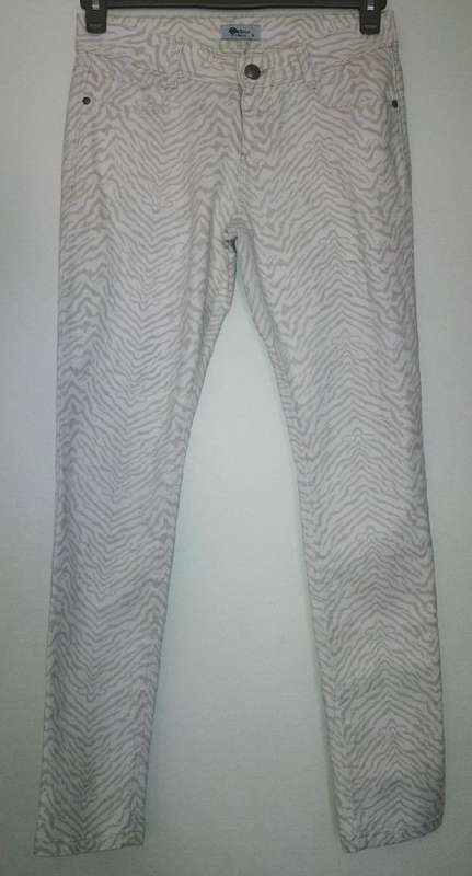 Zebra Print Skinny Jeans in Cream & Beige by Kelso Size 10