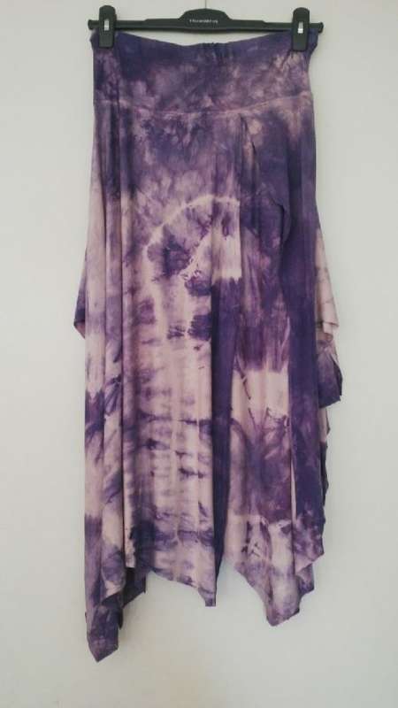 Purple Tie Dye Full Length Panel Skirt handmade by Freedom