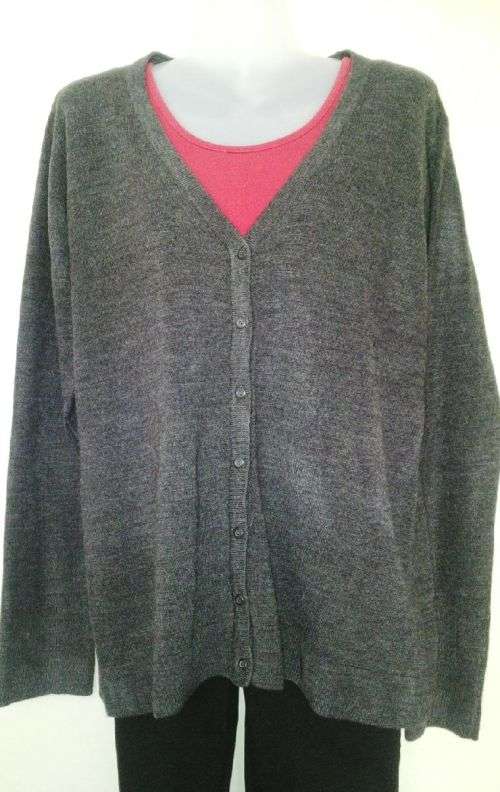Soft Grey Cardigan by Real Clothing Size 16