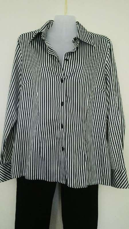 Silk Feel Blue and White striped Shirt by Woolworths Sie 14