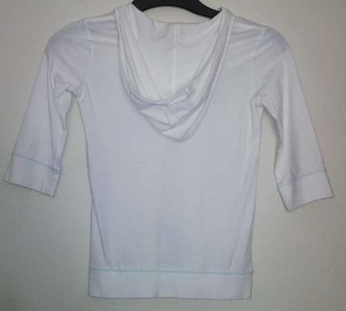 White T shirt with Hood  "Go With The Flow Logo" By old Navy Size 10 - 12